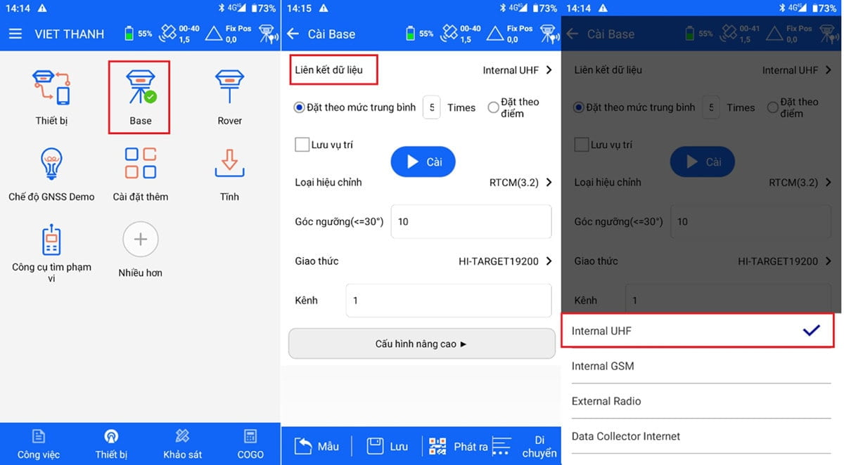 kết nối rover với trạm cors