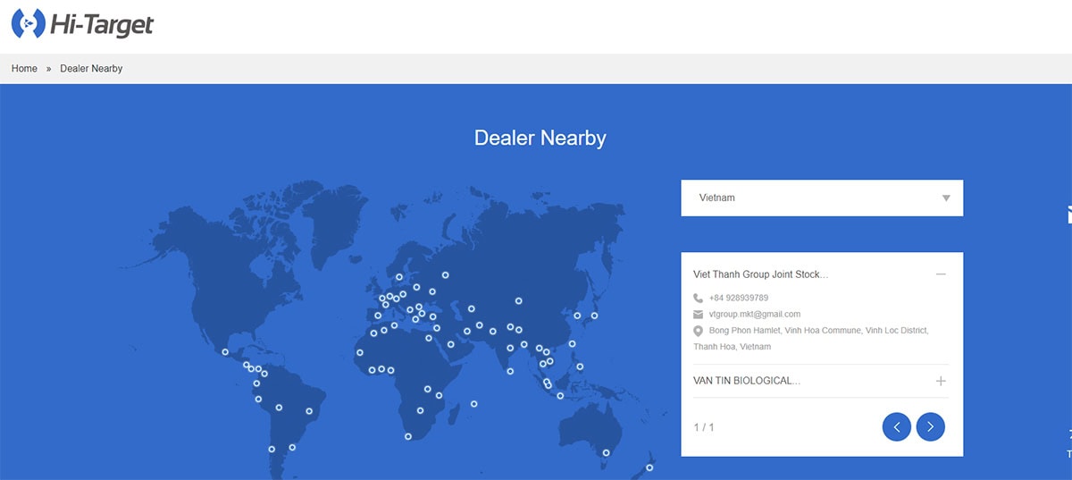Việt Thanh Group nằm trong danh sách mạng lưới nhà phân phối toàn cầu của Hi-Target