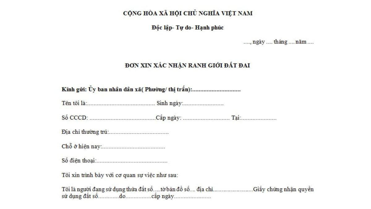 Thủ tục xin xác định ranh giới đất chuẩn nhất 1 Thủ tục xin xác định ranh giới đất