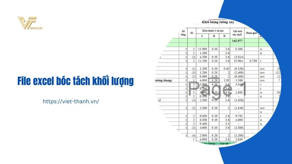 file excel bóc tách khối lượng