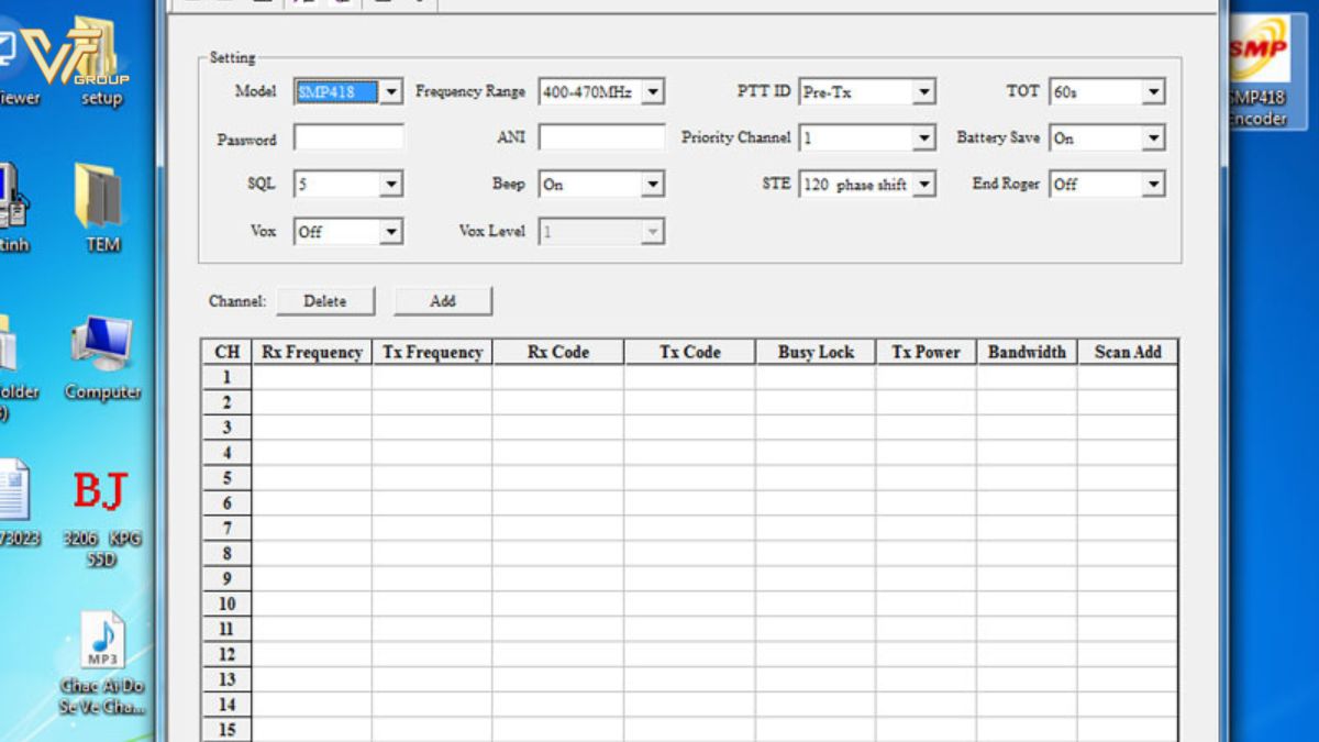 Phần mềm cài đặt tần số bộ đàm Kenwood