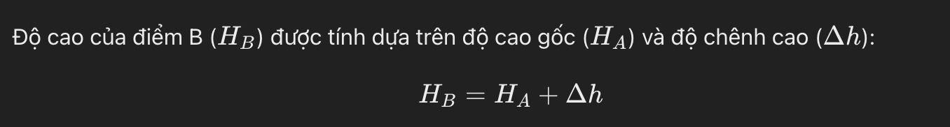 Công thức tính cao độ khi sử dụng máy thủy bình 1 Công thức tính cao độ