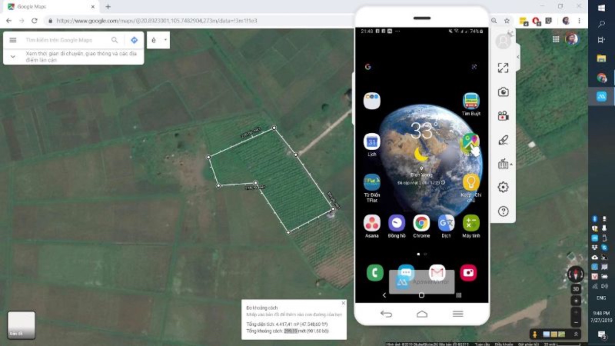 Phần mềm đo diện tích trên Google Map