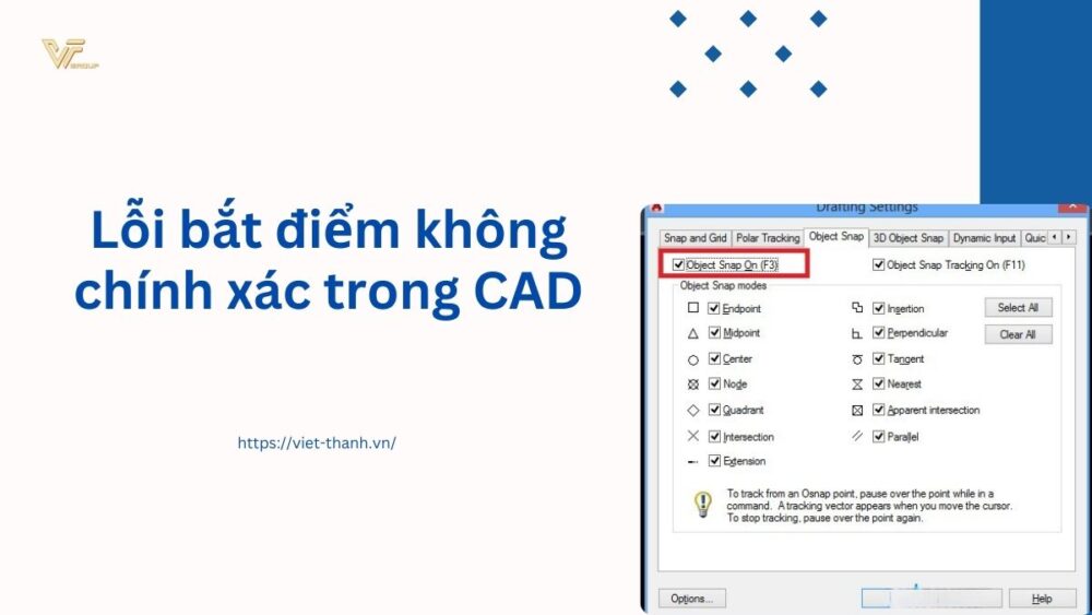 Lỗi bắt điểm không chính xác trong CAD