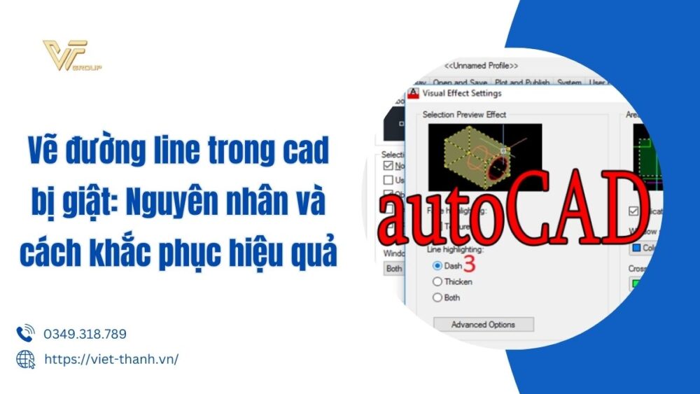 vẽ đường line trong cad bị giật