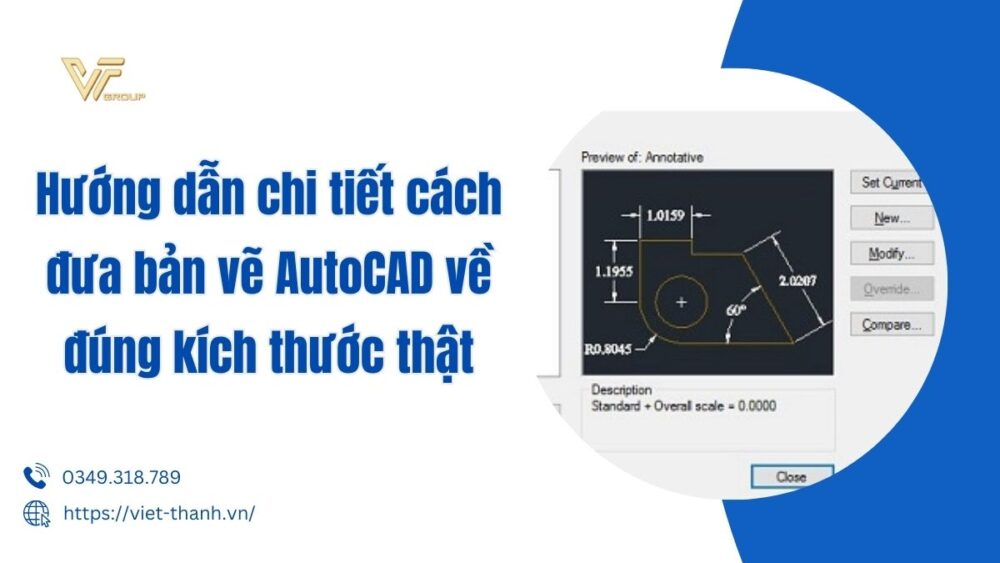 Đưa bản vẽ AutoCAD về đúng kích thước thật