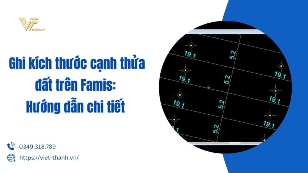 ghi kích thước cạnh thửa đất trên Famis