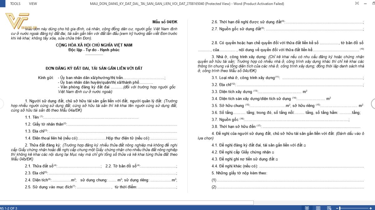 Thời điểm đăng ký vào sổ địa chính