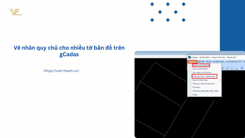 Vẽ nhãn quy chủ cho nhiều tờ bản đồ trên gCadas