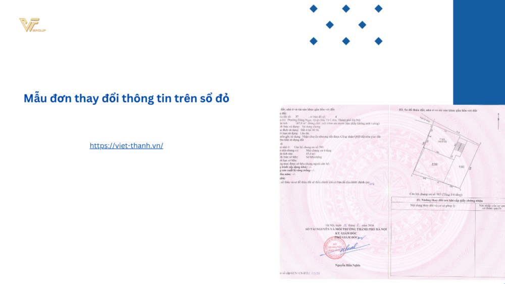 Mẫu đơn thay đổi thông tin trên sổ đỏ