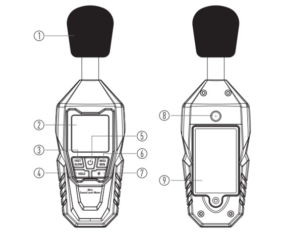 Cấu tạo máy đo tiếng ồn mini CEM DT-73S